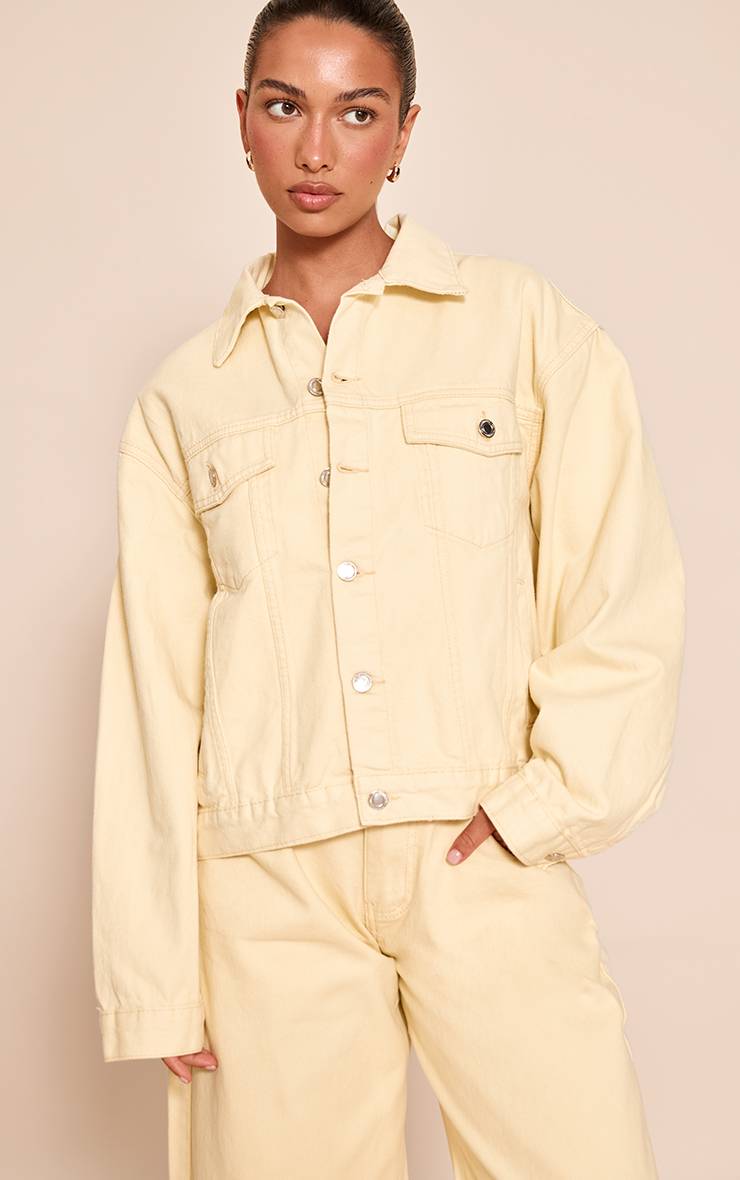 Pale Yellow Veste En Jean Classique Oversize