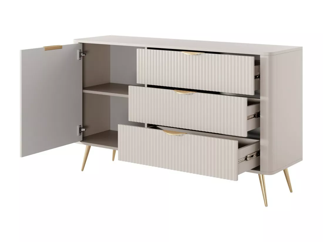 Commode Versoe 100, Beige, Avec tiroirs et portes, 82x139x38cm