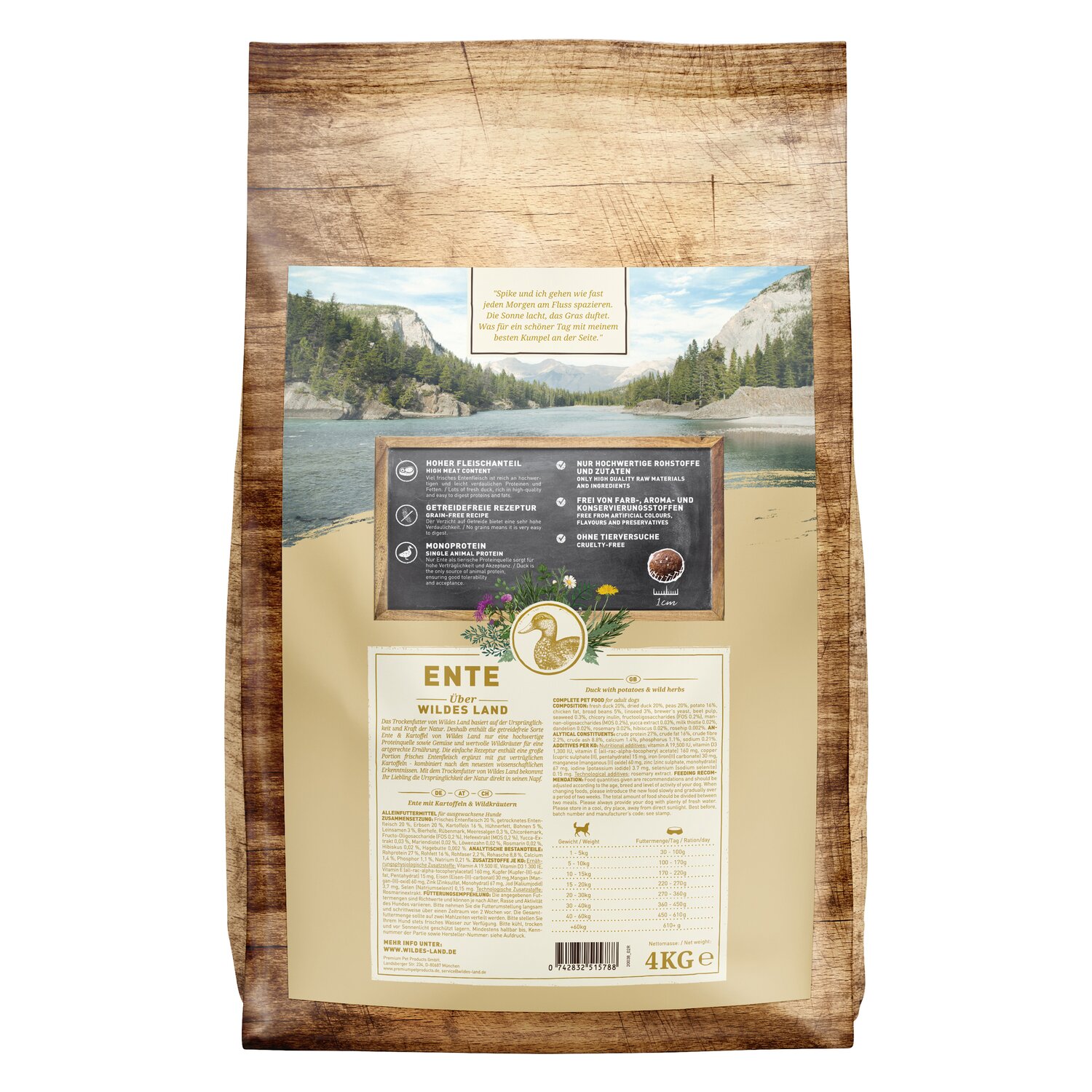 WILDES LAND Trockenfutter Classic Adult  - 1 kg - Ente
