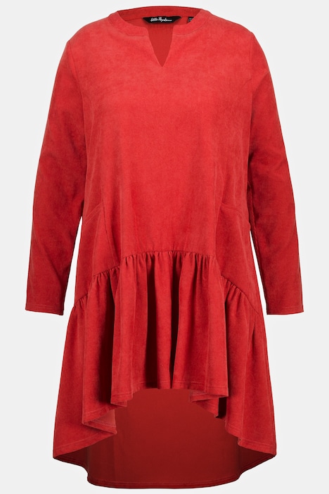 Cordkleid, A-Linie, Tunika-Ausschnitt, Langarm