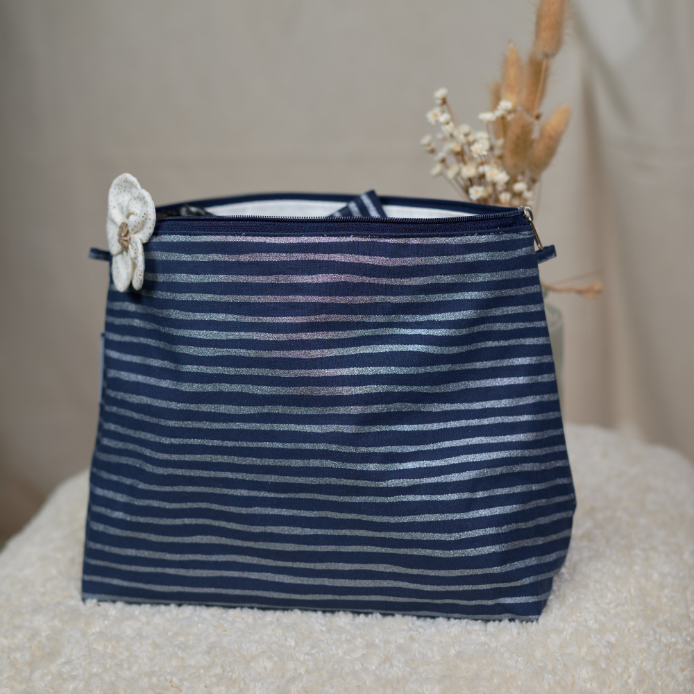 Trousse De Toilette Rayé Argent Marine