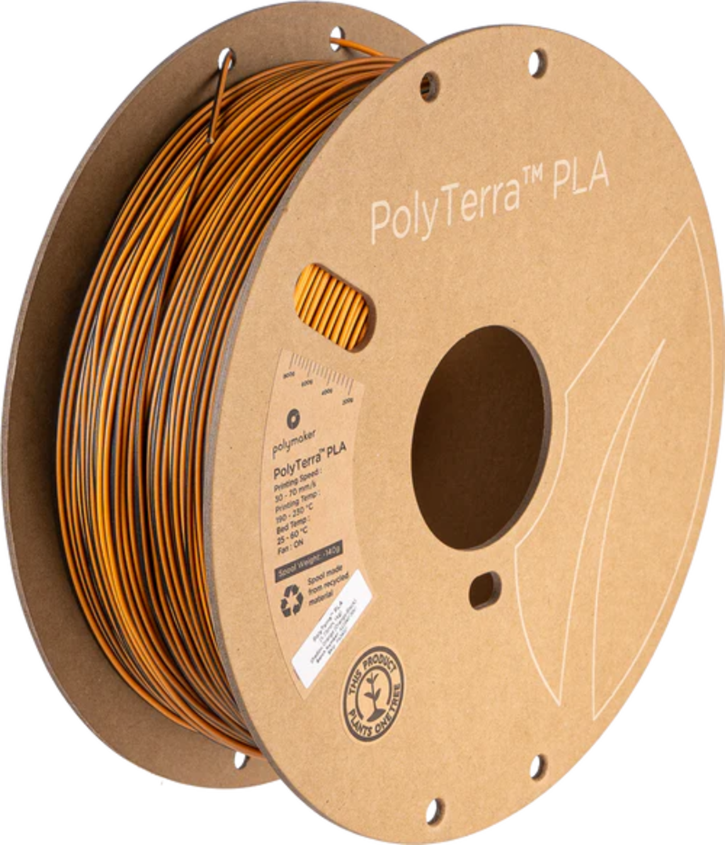 Polymaker  PolyTerra PLA Dual Shadow Orange Orange-Black, 1,75 mm / 1000 g    Umweltfreundliches, zweifarbiges PLA-Filament mit mattem Finish