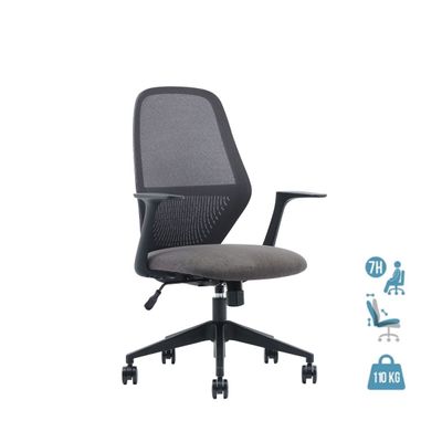 Fauteuil de bureau TIME - accoudoirs fixes noir - gris foncé