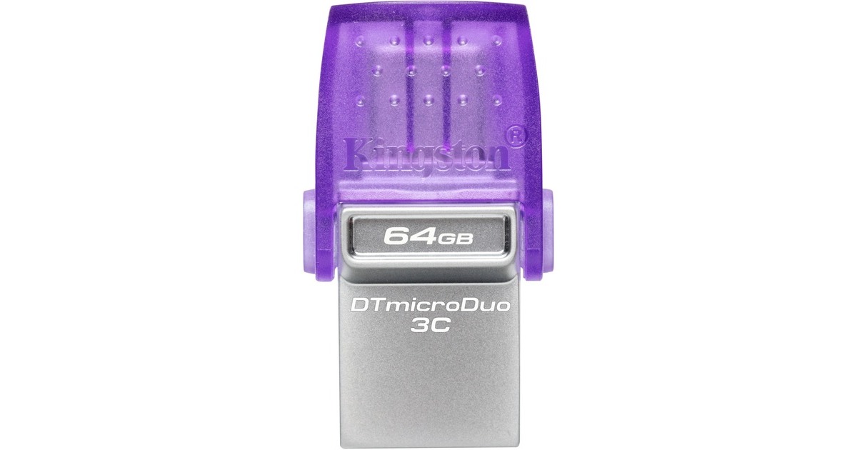 KingstonDataTraveler microDuo 3C 64 GB usb-stick  (Paars/transparant, USB-A + USB-C)