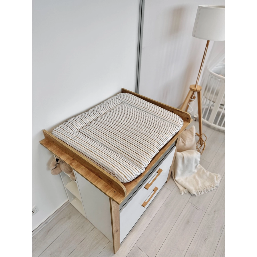 kindsgard Wickelaufsatz vikla weiß inkl. Wickelauflage svobejelig beige 85 x 75 cm