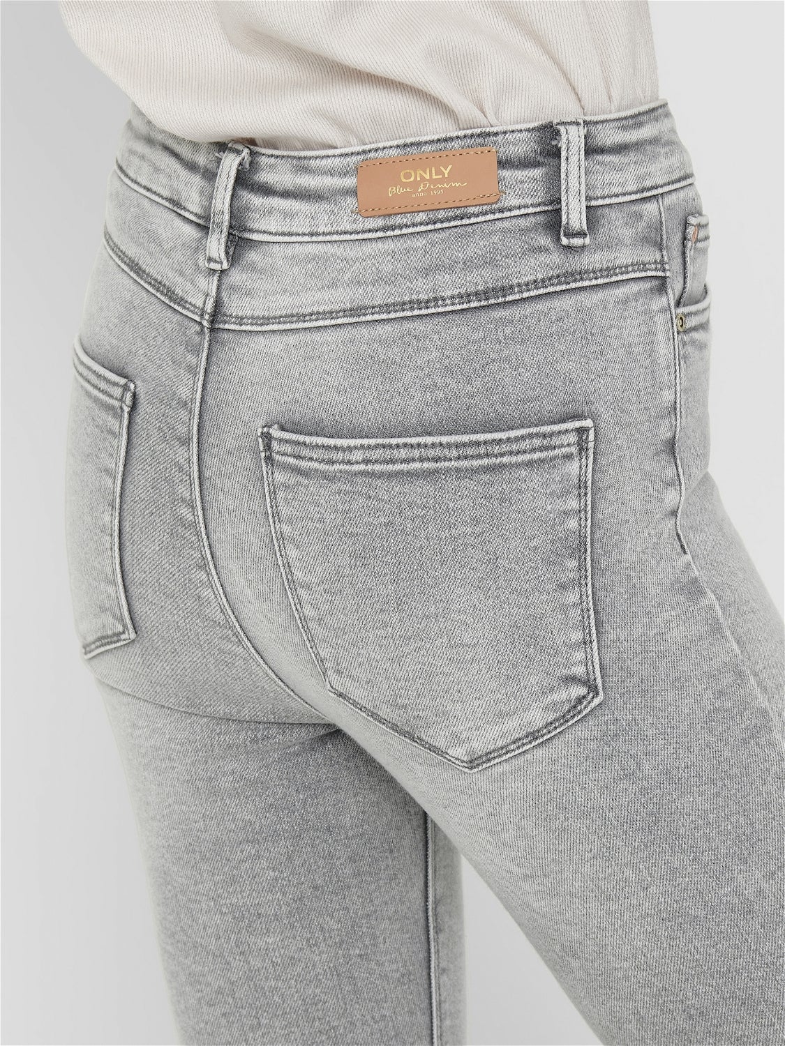 ONLMILA Hohe Taille Skinny Fit Jeans Light Grey Denim