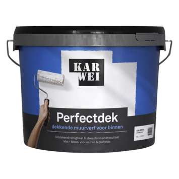 KARWEI Perfectdek muur en plafondverf mat binnen RAL 9016 verkeerswit 10 liter