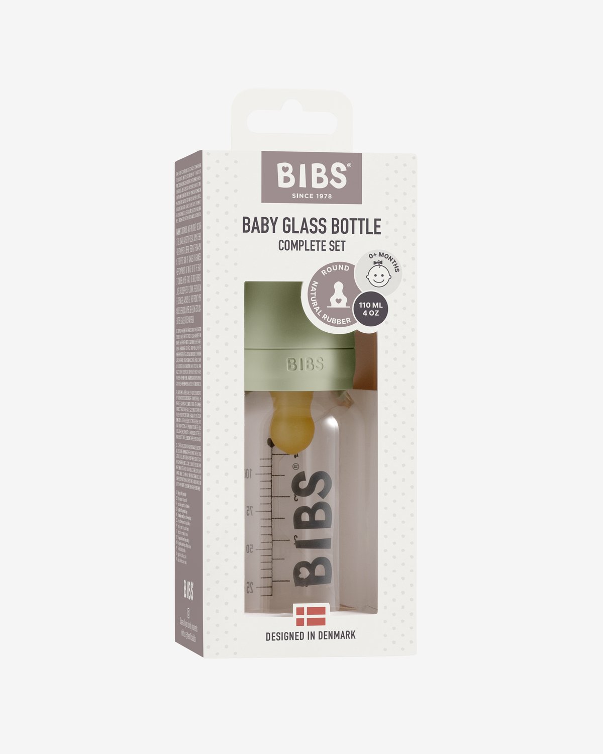 BIBS Tåteflaske i Glass 110 ml – Komplett Sett