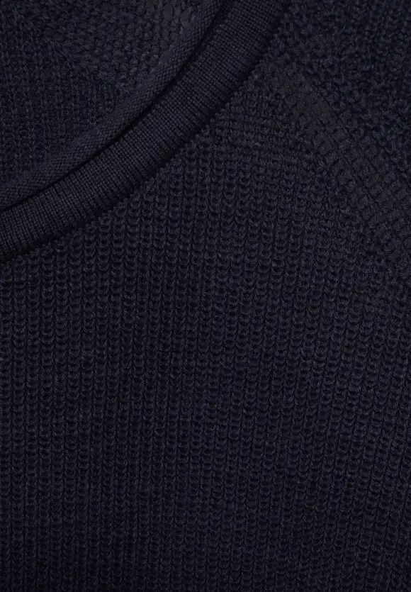 Strickpullover in Unifarbe - deep navy blue