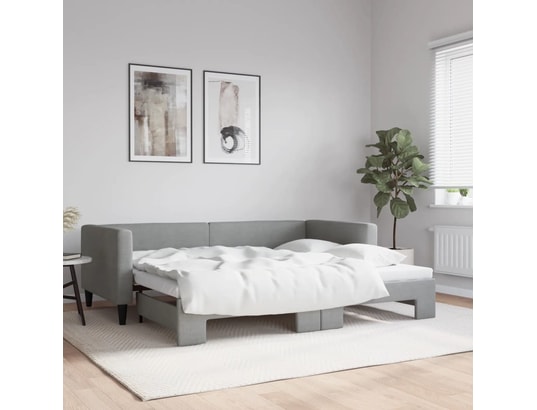 VIDAXL - Lit de jour avec lit gigogne gris clair 90x200 cm tissu