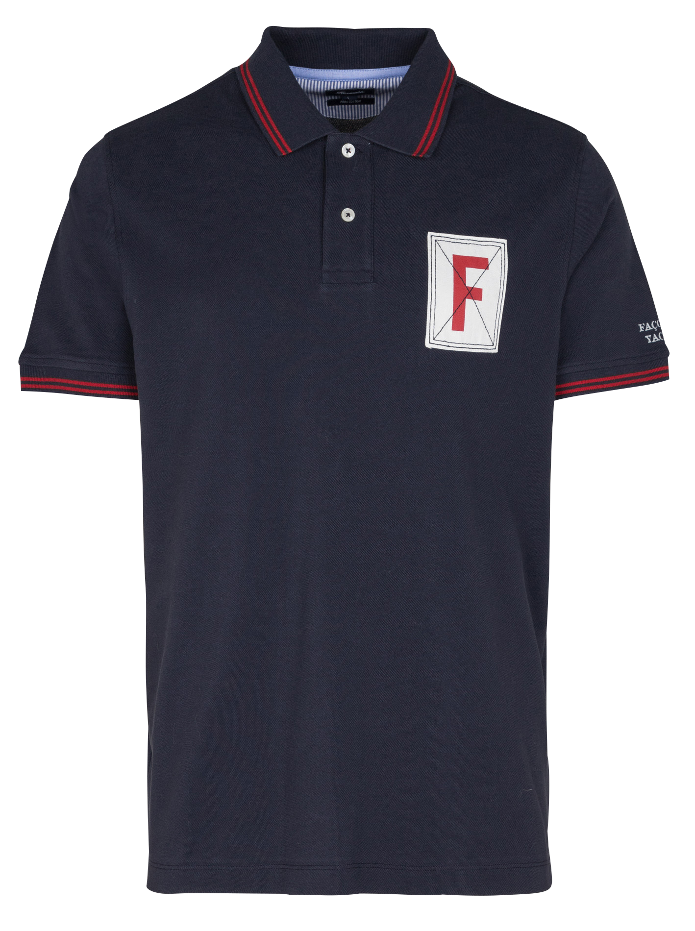 Polo col regular-fit en coton piqué | Bleu