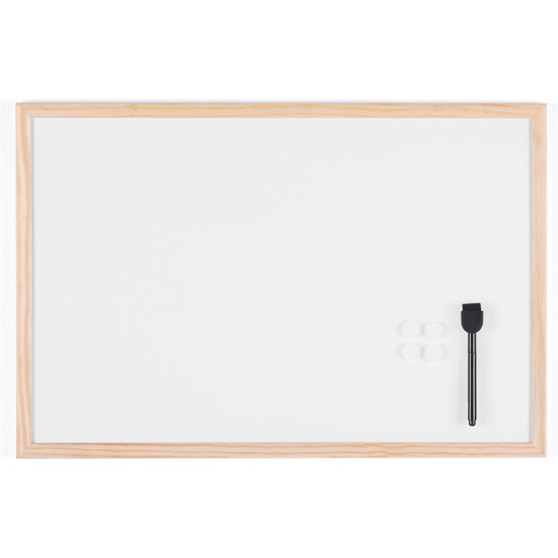 Tableau blanc laqué cadre bois Bi-Office