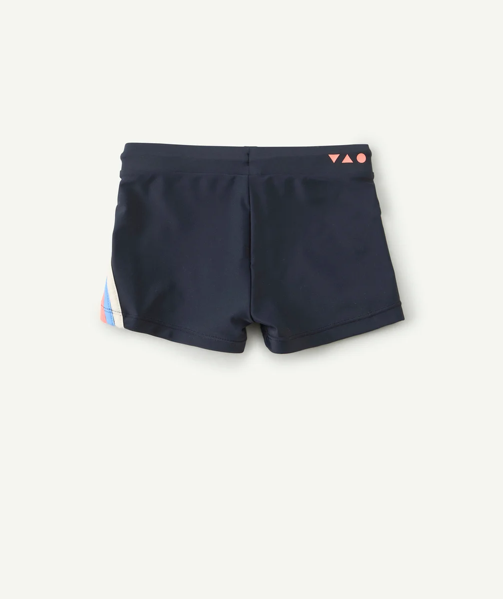 boxer de bain garçon en fibres recyclées bleu marine