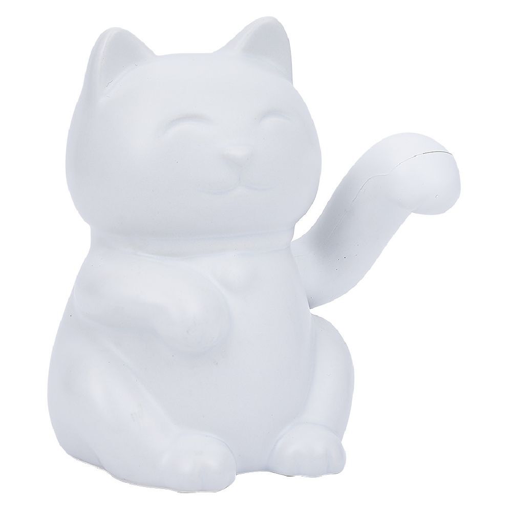 Maneki Neko chat chanceux avec patte en mouvement céramique blanc