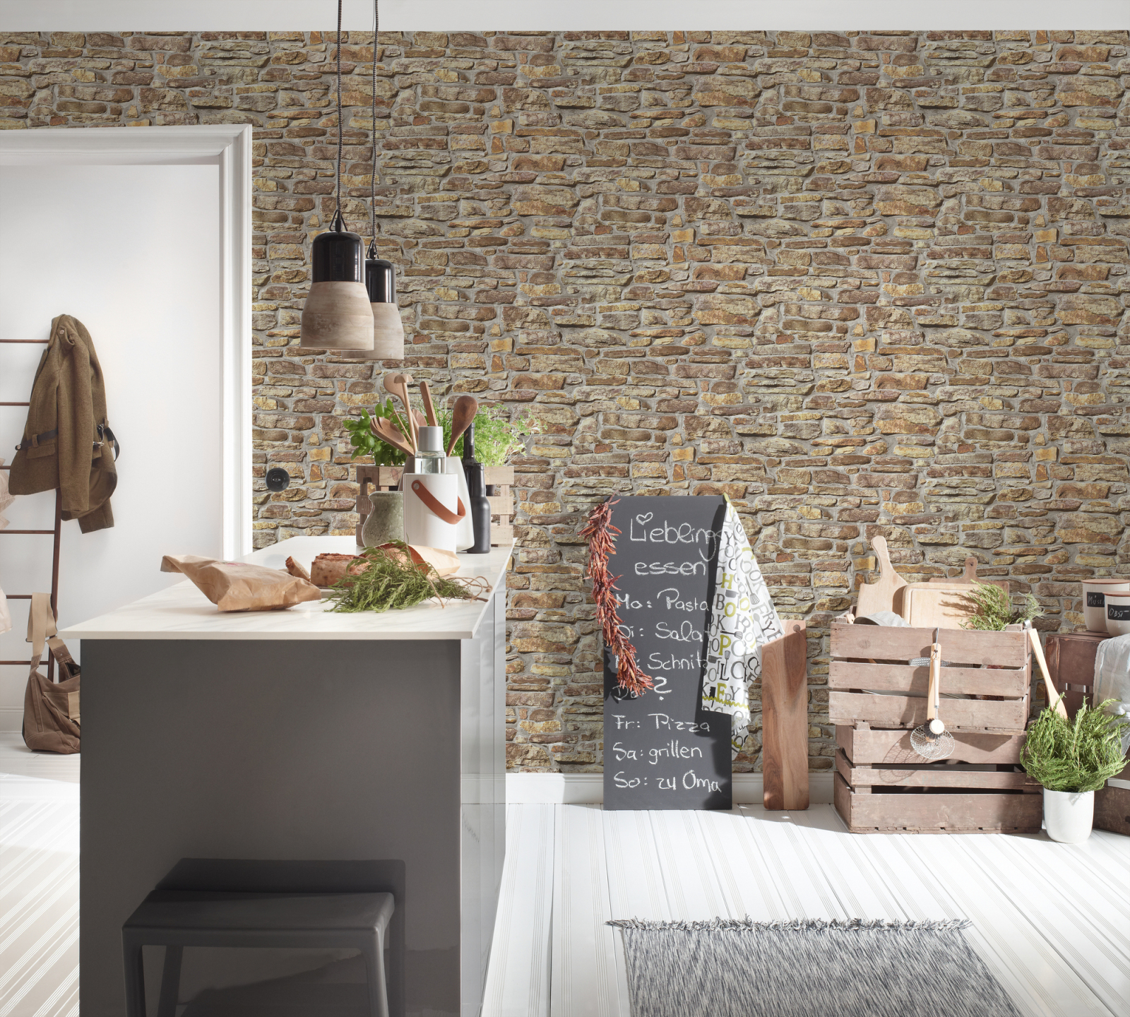 A.S. Creation Vliestapete BRICKS & STONES - beige-gelb - Steinoptik - 10 Meter