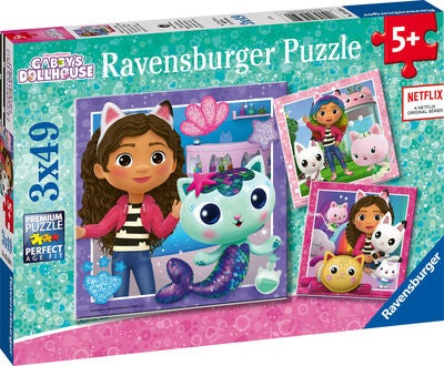 Ravensburger Puslespill Gabby's Dollhouse 3 x 49 Brikker