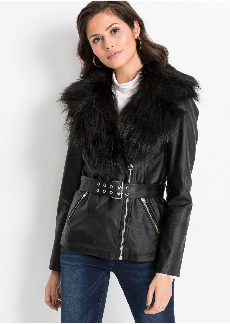 Veste avec col en synthétique