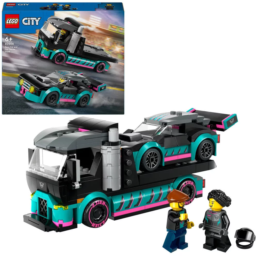 LEGO®CITY 60406 - LA VOITURE DE COURSE ET LE CAMION DE TRANSPORT DE VOITURES