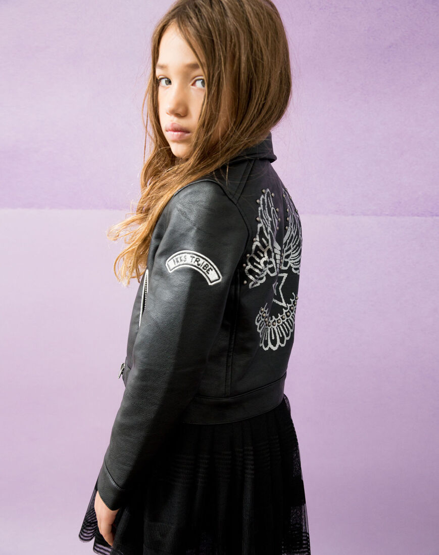 IKKS zwarte ikks leren jas veste faux cuir