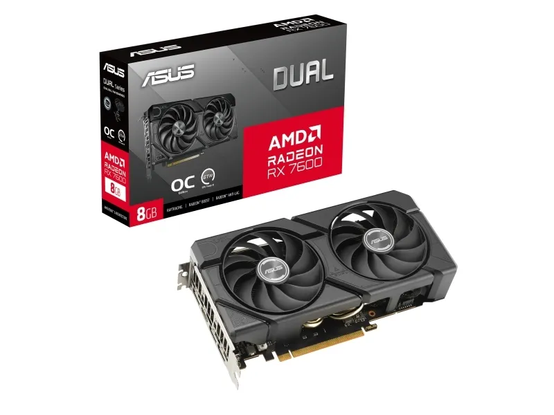 ASUS Dual Radeon RX 7600 EVO 8GB - OC Edition - grafikkort - Radeon RX 7600 - 8 GB GDDR6 - PCIe 4.0 - 3 x DisplayPort, HDMI