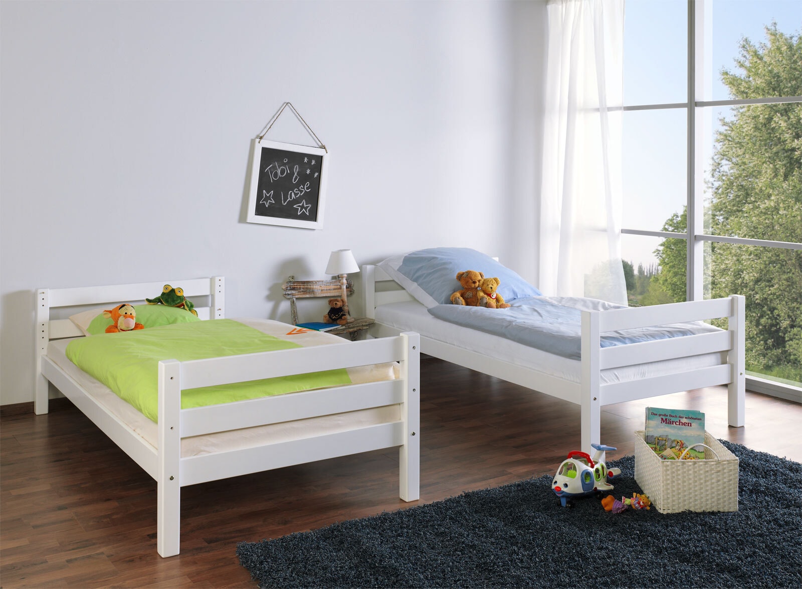 Etagenbett mit Regal 90 x 200 cm Buche Massiv weiß