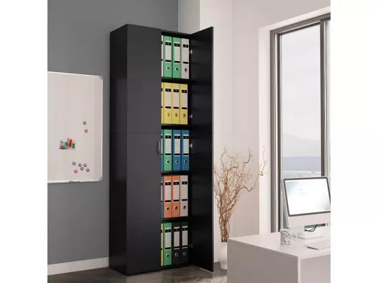 Armoire de bureau Noir 60x32x190 cm Bois d'ingénierie