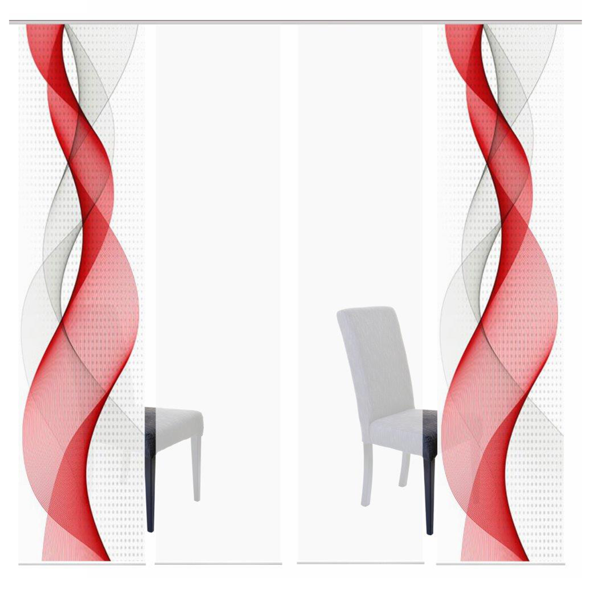 4-teiliges Schiebevorhang-Set OPALIA - rot - je 60x245 cm