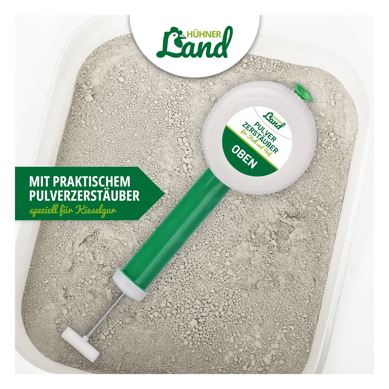 HÜHNER Land Kieselgur für Hühner 4,3kg INKLUSIVE Pulverzerstäuber