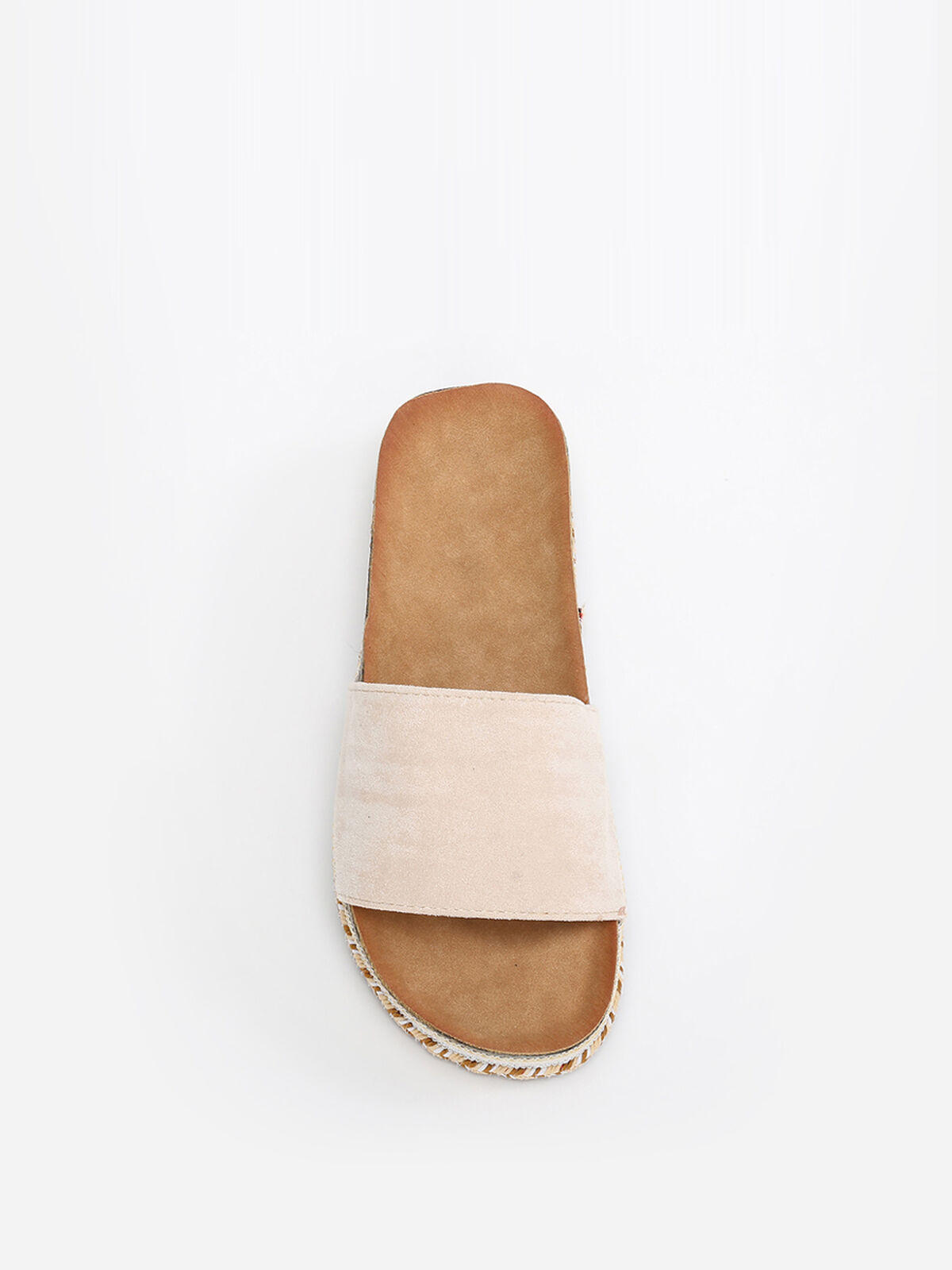 Mules en suédine à plateforme ethnique- Beige