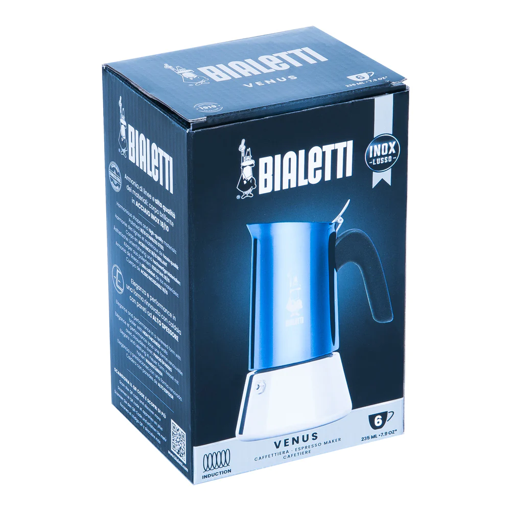 Cafetière induction 6 tasses Venus bleue en inox Bialetti