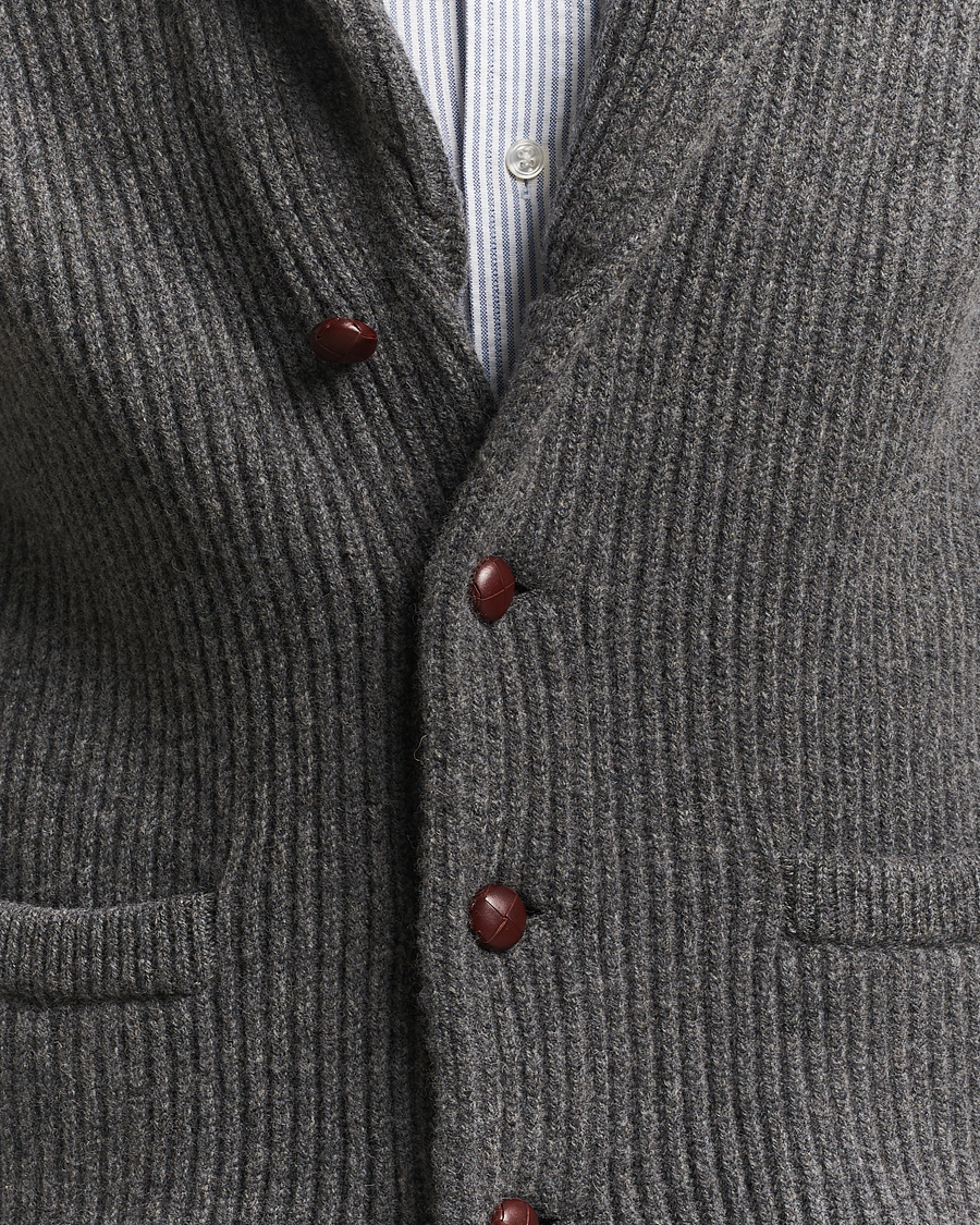 William Lockie Windsor Geelong Lambswool Shawl Cardigan Grey