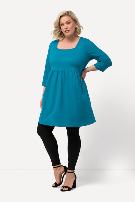 Longshirt, A-Linie, Carree-Ausschnitt, 3/4-Arm