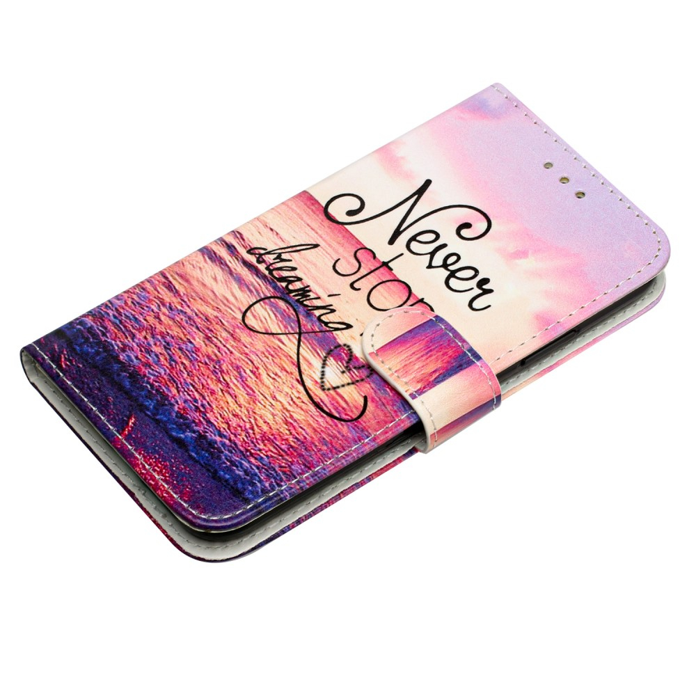 iPhone 16 Leder Tasche Hülle mit Kartenfach Never Stop Dreaming
