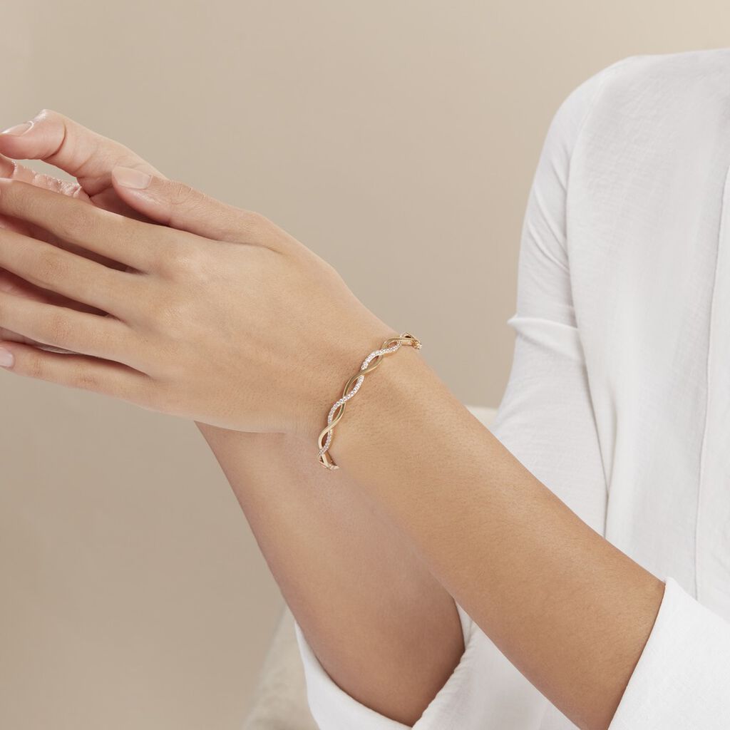 Bracelet Jonc Imae Plaqué Or Jaune Oxyde De Zirconium