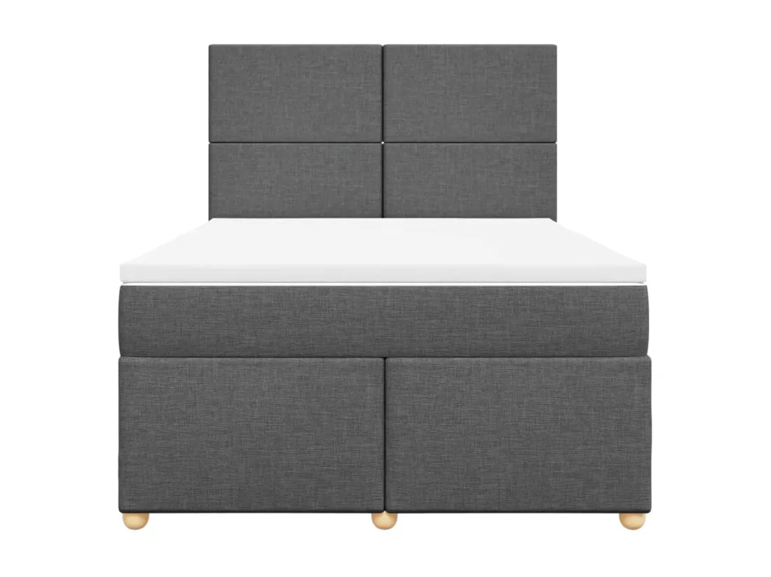 Sommier à lattes de lit avec matelas Gris foncé 160x200cm Tissu