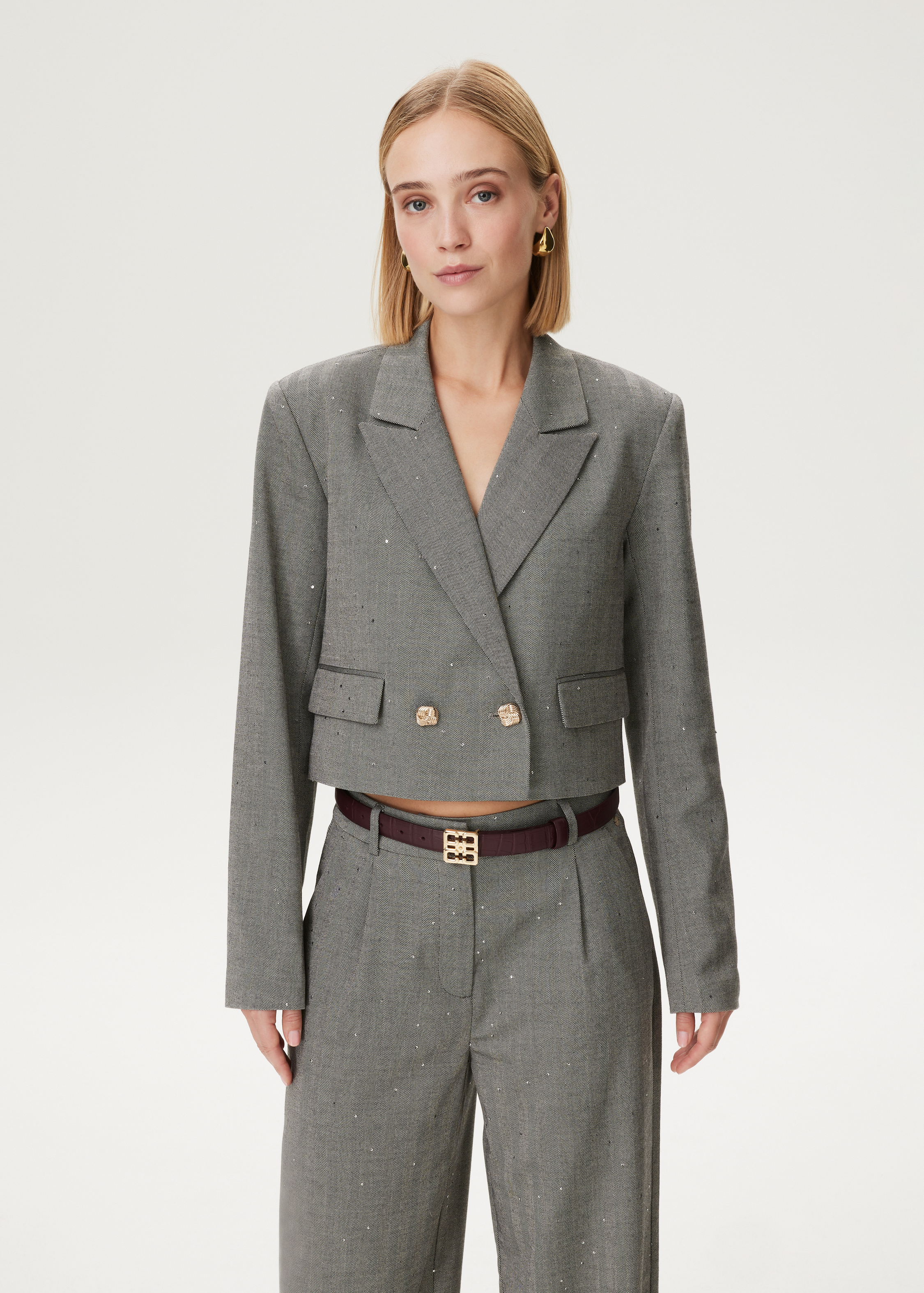 Cropped blazer met glittertjes