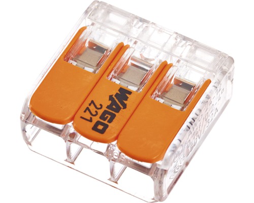 Wago 221-413 COMPACT-klemblok 4 mm² 3-aderig alle geleidertypen hefboomklem 50 stuks