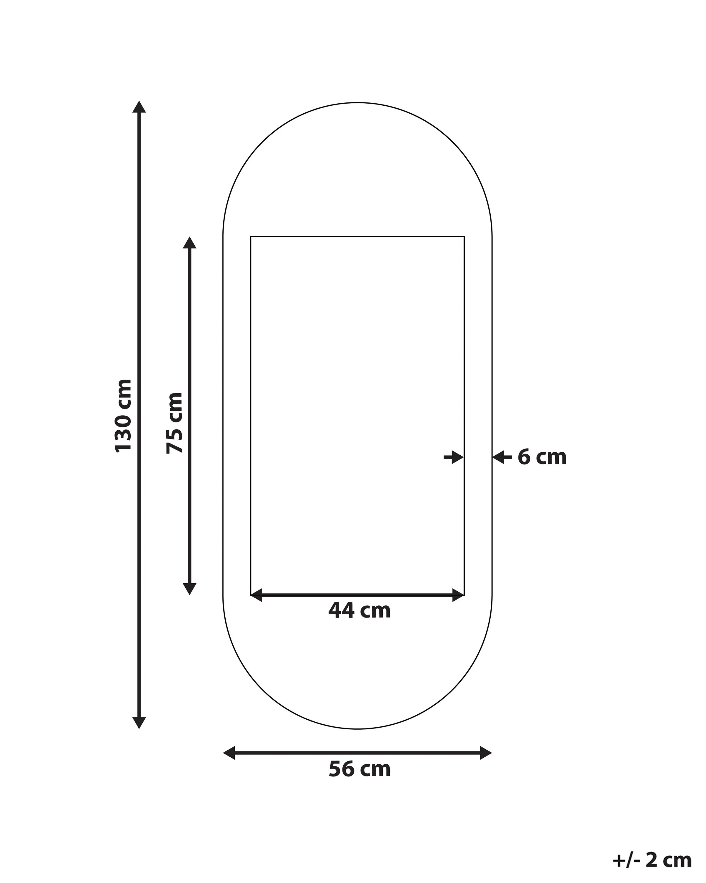 Wandspiegel BRIANT 56 cm 130 cm Mangohout Wit