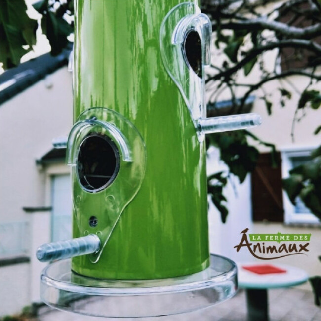 Distributeur de nourriture en métal vert pour oiseaux Trixie