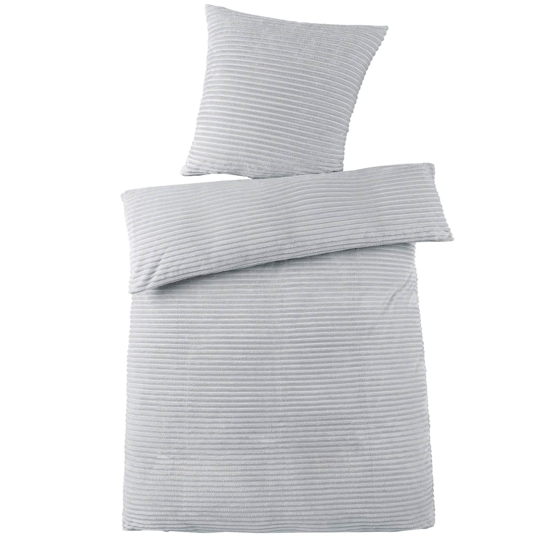 Microfaser-Bettwäsche - grau - Cashmere-Cord-Look - 135x200 cm