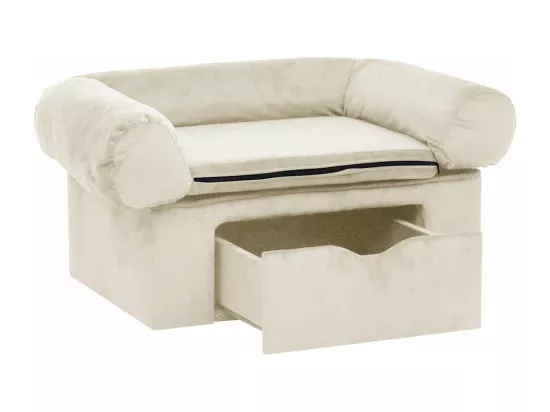 Canapé pour chien avec tiroir Crème 75x50x38 cm Peluche