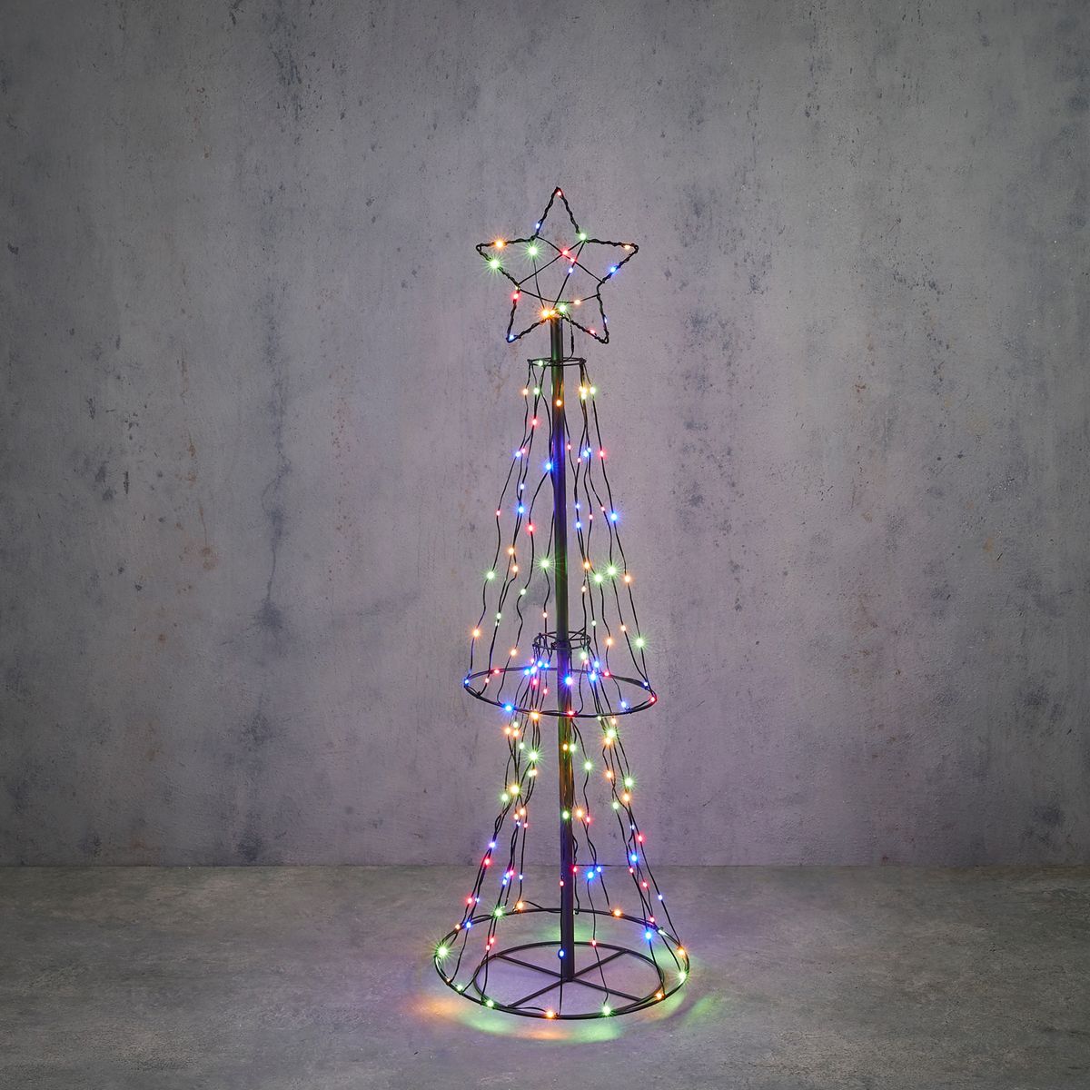 Kerst vloerlamp zwart boom 150cm incl. LED RGB met timer IP44 - Ugoku