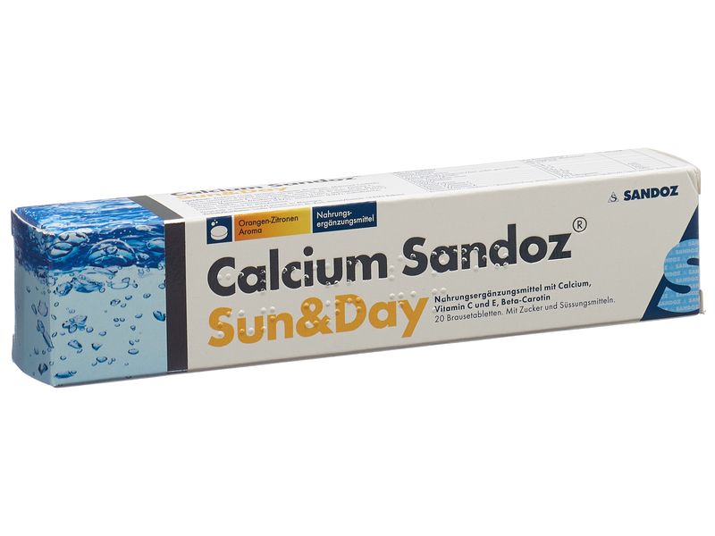 Diverse Sandoz Sun and Day 20 Brausetabletten Nahrungsergänzungsmittel mit Calcium, Vitamin C und E, Beta-Carotin