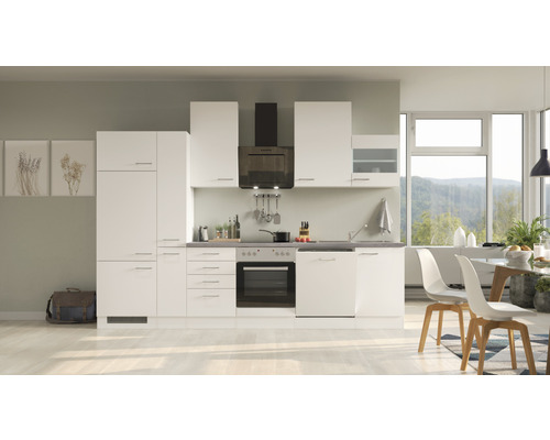 Flex Well keukenblok met apparatuur Varo 310 cm wit mat gedemonteerd omkeerbaar uitvoering 00012314