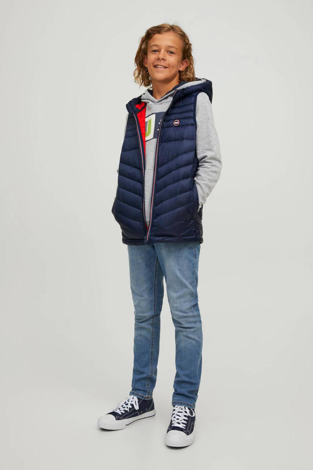JACK & JONES bodywarmer JJEHERO met logo donkerblauw