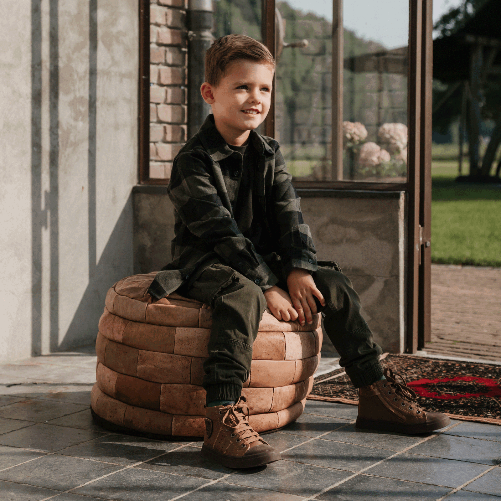 Shoesme cognac veterboot met patch Microleer | Sale