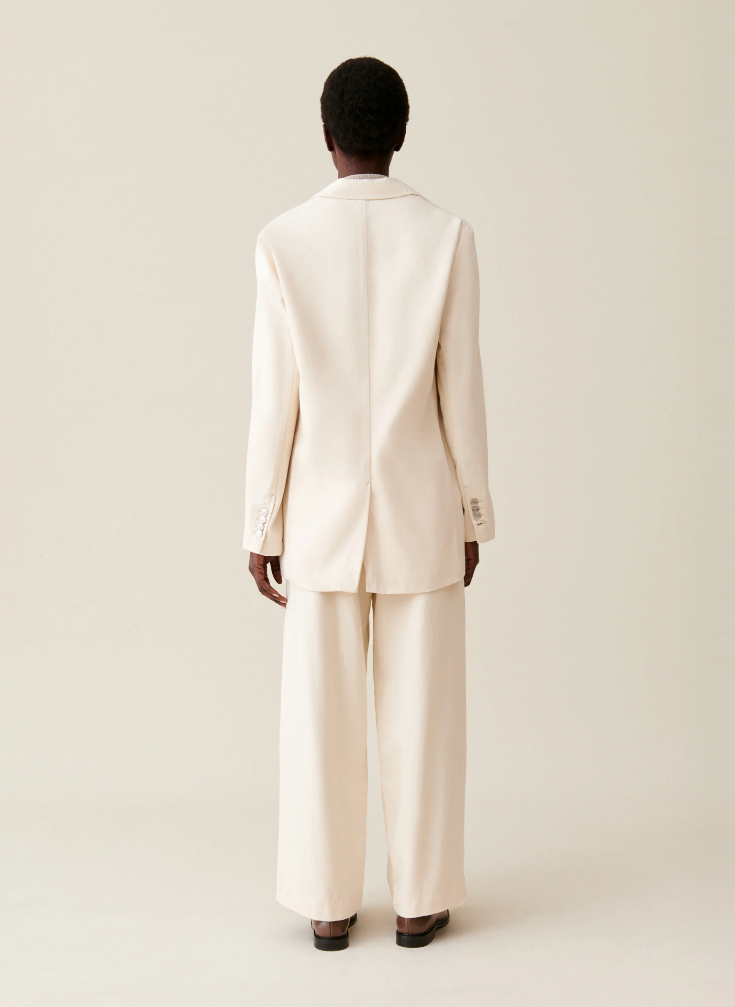 Veste de tailleur droite en coton | Beige