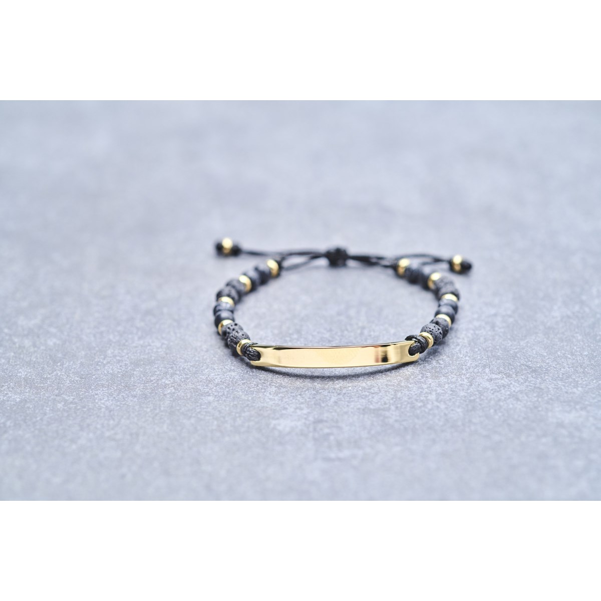 Bracelet souple Léonard en Acier 316L avec lave noir