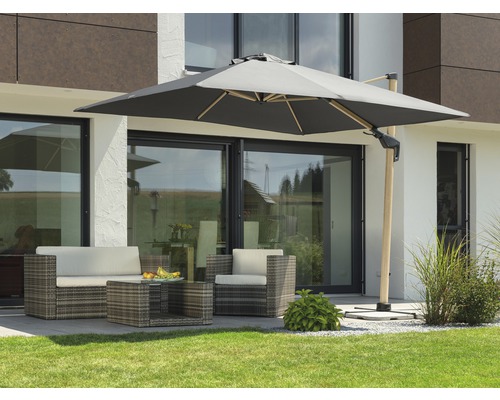 Schneider Rhodos Twist Woody parasol, 300 x 300 cm, H 264 cm, antraciet