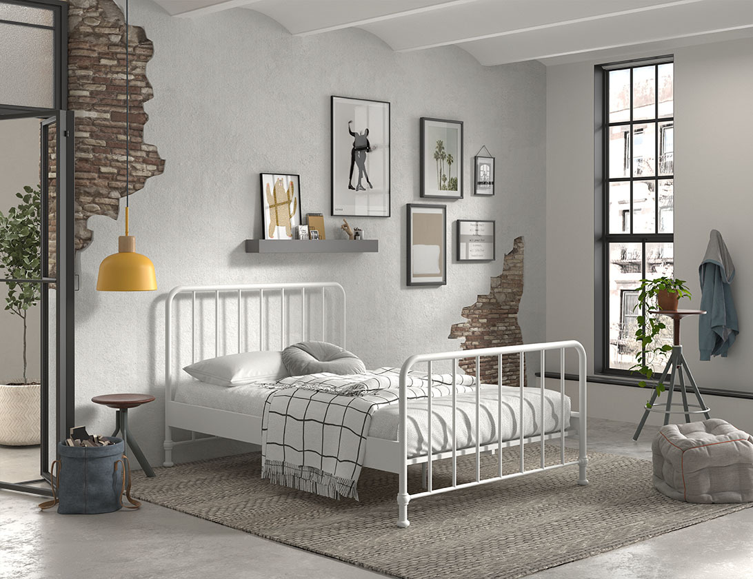 Metallbett BRONXX - weiß matt - 140x200 cm